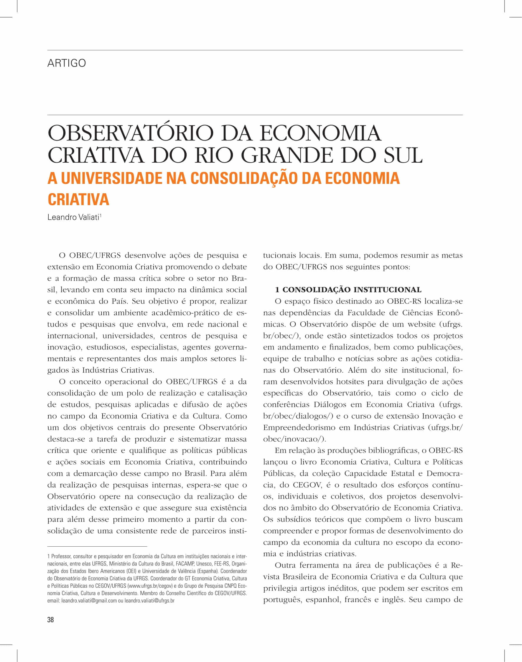 Capa do Artigo